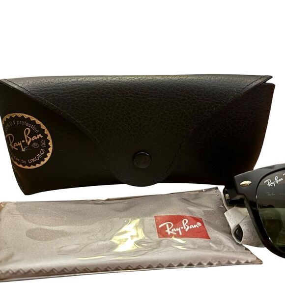 Ray-Ban NIB New Wayfarer Black Polarized Luxury Sunglasses ORB2132 Made in Italy - Picture 8 of 10
